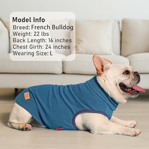 KYEESE 2Pack Dog Sweater Warm Dogs Clothes Pets Sweatshirt Soft Turtleneck Small Pets Sweaters Pet Coats Stretchy Dog Sweaters for Small Dogs Male - color: 2# Stripe+Navyblue, size: Large (12-18lbs)