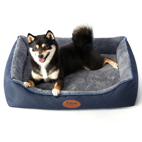 Tidore Orthopedic Dog Bed Medium Size Dog, Durable Egg Crate Foam Sofa Dog Bed with Washable Removable Cover, Waterproof Lining, Pet Beds for Medium Dogs, Navy - color: Navy Blue-Velvet, size: 26.4"L x 21.7"W x 6.2"Th