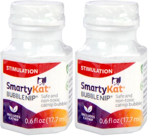 SmartyKat Bubble Nip Catnip Bubbles for Cats & Kittens, Safe for Pets - Trial Size, 0.6 Fluid Ounce (Pack of 2) - size: 0.6 oz (Pack of 2), style: Catnip Bubble
