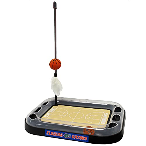 Cats Scratcher NCAA Florida Gators Basketball Court CAT Scratcher Toy with Catnip Filled Plush Basketball Toy & Feather Cat Toy Hanging, with Jingle Bell Interactive Ball Cat Chasing 5-in-1 Kitty Toy - color: Florida Gators