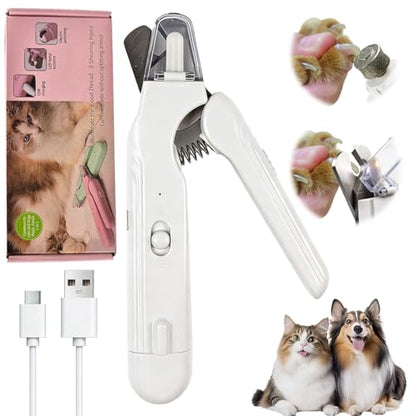 2 in 1 Dog Nail Clippers and Grinder with 2 LED Light, Cat Nail Trimmer with Safety Guard, Avoid Overcutting & Splashing, Painless Quiet Pet Nail File, Professional Grooming Tool for Large Small Pets
