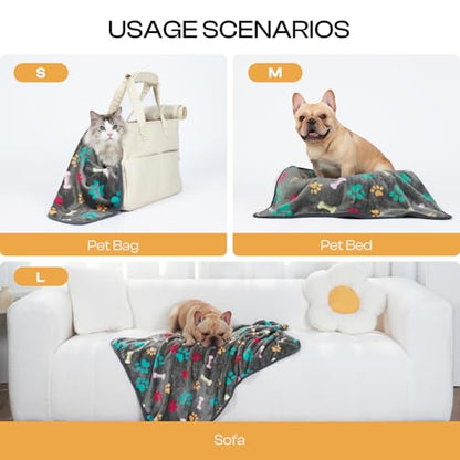 Luciphia 1 Pack 3 Blankets Fluffy Premium Fleece Pet Blanket Flannel Paw Printed Throw for Dog Cat