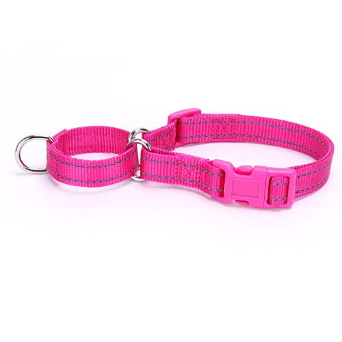 Martingale Dog Collars - Reflective Dog Collar with Quick Release Buckle Adjustable Nylon Training D Solution for Large, Medium, and Small Dogs (S, Hot Pink) - color: Hot Pink, size: S