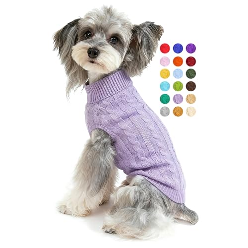 Dog Sweater for Small Medium Large Dogs - Warm Winter Turtleneck Knit Dog Sweaters Soft Pet Cat Clothes Christmas Coat Indoor Outdoor Use for Puppy Kitten Male Female Girl Boy Pets - color: Medium Purple, size: XX-Small