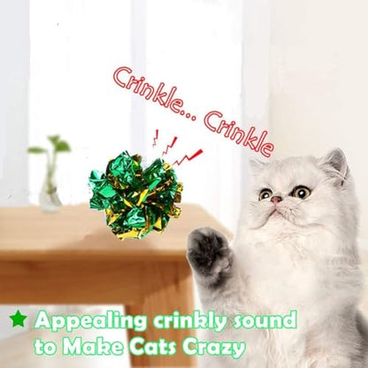 Mylar Crinkle Balls Cat Toys Interactive Crinkle Cat Toy Balls Independent Pet Kitten Cat Toys for Fat Cats Kittens Exercise, Soft and Right Size (6 Pack) - size: 6 Pack