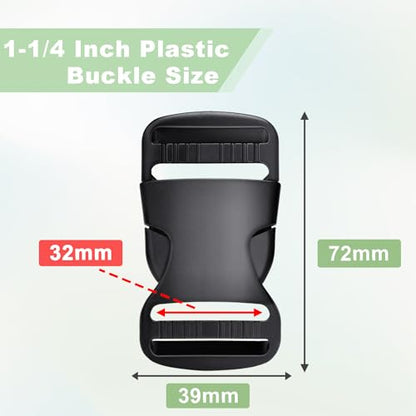 CooBigo 10 Pack 1-1/4" Plastic Side Release Buckles Dual Adjustable Outdoor Camping Tactical Backpack Belt Strap Webbing Bag Hardware Accessories 1-1/4" Dual Release Buckle Black - color: C#: 1-1/4"(10pcs)