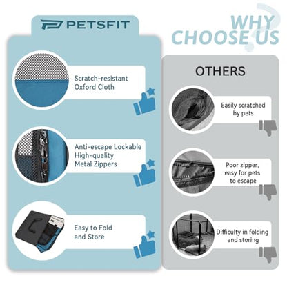 PETSFIT 45.5" Dog Playpen Indoor/Outdoor-Jump-Proof 28.5" Height with Removable Waterproof Mat & Zippered Roof | RV, Camping, Travel Dog Pen | Whelping & Cat Observation Space(45.5"L x 45.5"W x 28.5H) - color: Blue