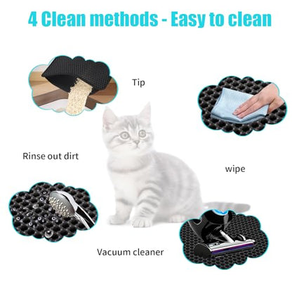 Cat Litter Mat, Kitty Litter Collector, Double Layered Honeycomb Design Waterproof, Anti Urine, Anti Slip, Easy to Clean, Limit Garbage (35"x24", Black) - color: Black, size: 24" x 35"