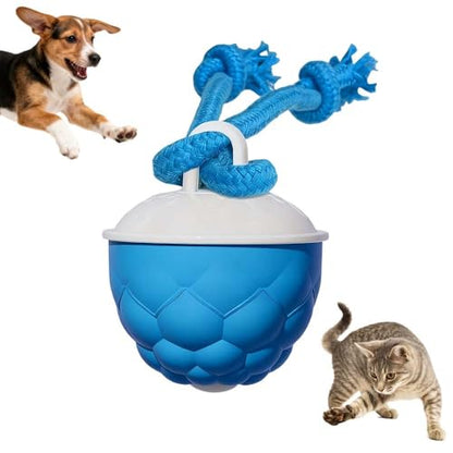 Interactive Dog Toys Touch Activated Bouncing & Jumping Dog Ball with Rope, Smart Automatic Rolling Toy, USB Rechargeable, Squeaky Doggie Toys to Keep Them Busy (Blue) - color: Blue