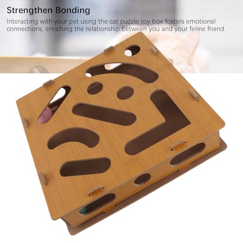Cat Puzzle Toy Box, Composite Board, 11.02x11.02 in, Bell Ball Maze, Mental Physical Exercise, Indoor Cat Toy, Appearance Random