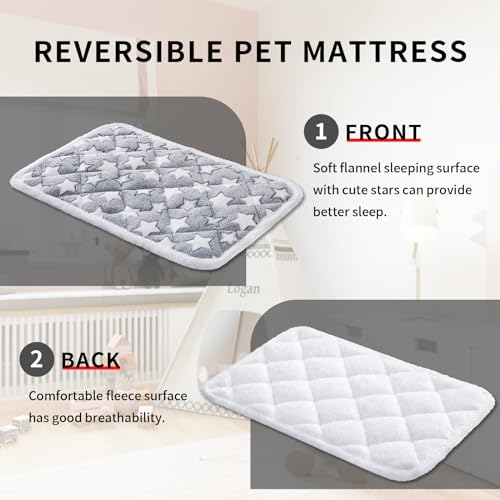 Soft Reversible Dog Crate Pad 2Pcs - 24x16 Inch, Plush Pet Mat, 0.6-inch Thick, Ideal for Small Dogs, Machine Washable - color: 2pcs Grey Heart Shape, size: 24.0"L x 16.0"W x 0.6"Th