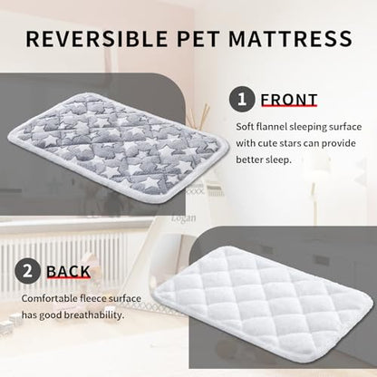 Soft Reversible Dog Crate Pad 2Pcs - 24x16 Inch, Plush Pet Mat, 0.6-inch Thick, Ideal for Small Dogs, Machine Washable - color: 2pcs Grey Heart Shape, size: 24.0"L x 16.0"W x 0.6"Th