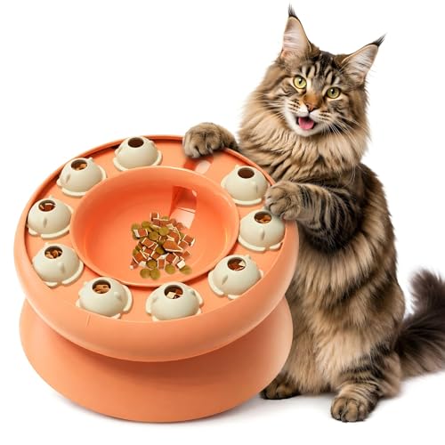Cat Puzzle Toy for Cats Indoor, Slow Feeder Bowl for Fast Eaters, Interactive Kitten Enrichment Toy - color: pink