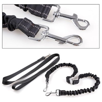 GSHLLO Double Dog Walking Lead Splitter Adjustable Dual Headed Dog Leash No Tangle Puppy Training Lead Coupler Bungee Reflective Puppy Leash Pet Trainer Lead Supplies for Outdoor