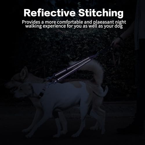 YAODHAOD Double Dog Leash,Two Dog Leash Splitter, No Tangle 360° Swivel Rotation Reflective Lead, Adjustable Length Bungee Heavy Duty Walking Training Dual Extension (Pink) - color: Pink