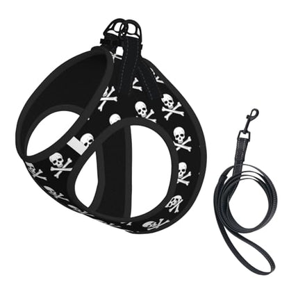 Reflective Dog Harness with Dual Clips, Skull and Crossbones, No Pull Breathable Mesh Vest, Multi Functional Gear for Running Hiking - color: Design (598), size: Small