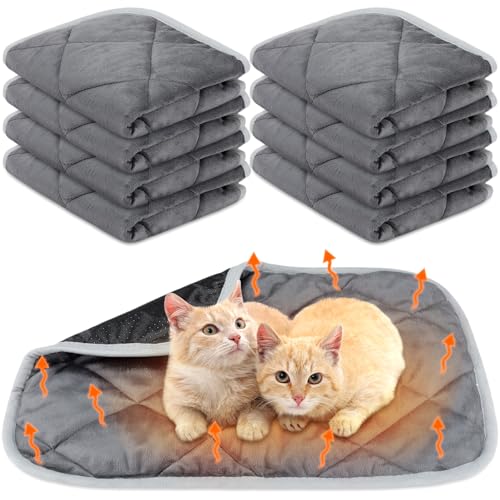 8 Pack Self Heating Cat Mat Self Warming Cat Bed Extra Warm Thermal Pet Bed Mat Reflects Body Heat Washable Dog Crate Pad for Indoor Outdoor Pets(Gray,18 x 24 Inch) - color: Gray, size: 18 x 24 Inch