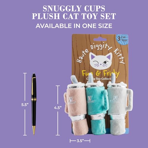Haute Diggity Kitty Snuggly Cups Set, Plush Cat Toys Catnip Filled with Interactive Crackle Sound, Safe & Durable Toys for Cat & Kitten, 3 Pcs - style: Snuggly Cup Trio