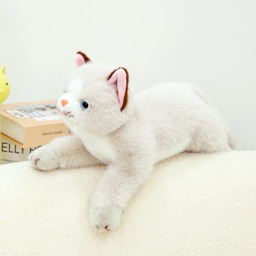PEACH CAT Cat Stuffed Animal 15" Realistic Kitten Plushies Soft Plush Toys Gifts for Kids Grey and White - style: 15“ Grey and White Cat