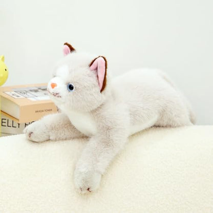PEACH CAT Cat Stuffed Animal 15" Realistic Kitten Plushies Soft Plush Toys Gifts for Kids Grey and White - style: 15“ Grey and White Cat