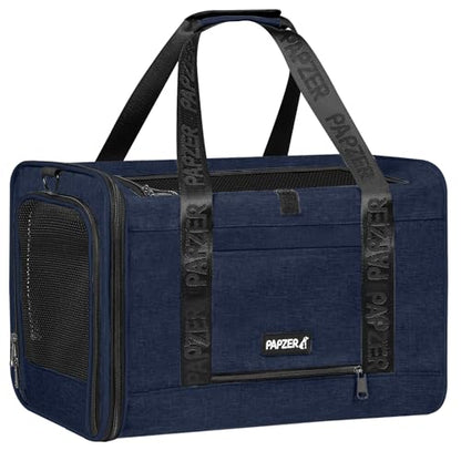 Top Loading Medium Cat Carrier with Private Curtain, Soft-Sided Small Pet Travel Crate Veterinarian, Teacup Poodle Dog Kennel Bag Suitcase Luggage Sleeve, 18x11x11 Inch Navy - color: Navy
