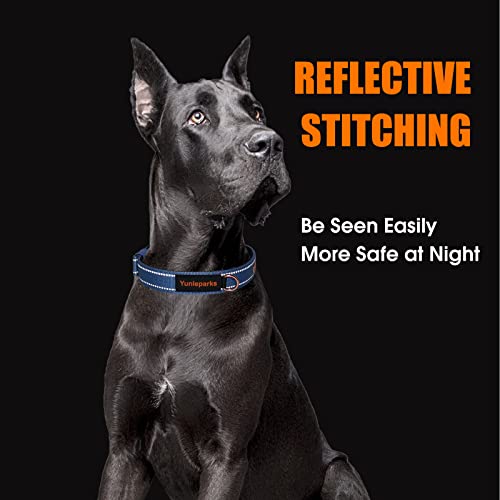Neoprene Padded Dog Collar, Nylon Collar for Small to Large Dogs, Heavy Duty with Metal Buckle, Reflective(Medium, Blue) - color: Blue, size: Medium (Pack of 1)