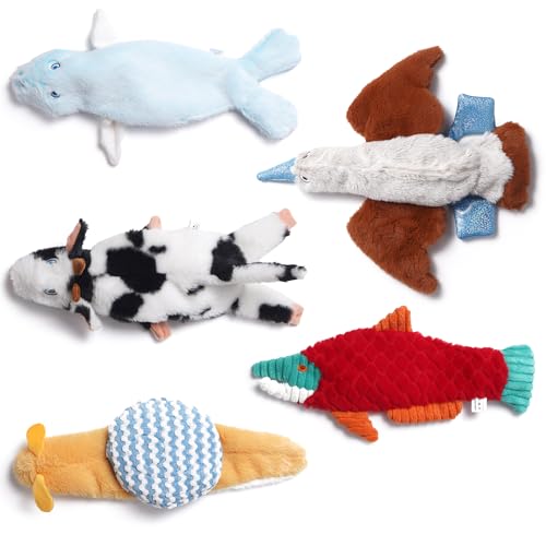 Nocciola Squeaky Dog Toys, 5-Pack Crinkle Plush Toys, No Stuffing Dog Toys for Small Medium Large Dogs, Boredom Relief - style: 5 pcs Crinkle Plush Dog Toy