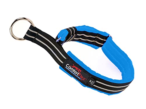 ComfortFlex Premium Padded Martingale Dog Collar – Reflective Waterproof Slip-On Limited Slip Collar for Gentle Control & Escape Prevention - Large, Blue Jay - color: Blue Jay, size: Large