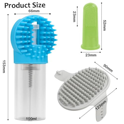 (6 Pcs) ELEGX Pet Grooming Bath Massage Brush with Soap and Shampoo Dispenser Soft Silicone Bristle for Long Short Haired Dogs Cats Shower (Deep blue kit) - color: Deep blue kit