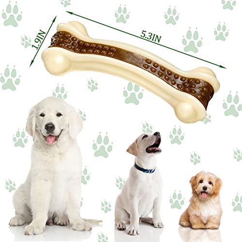 Sosation Bones Shaped Dog Toys for Aggressive Chewers, 2 Pack Christmas Dog Chew Toys Puppy Teething Nylon Beef Flavor for Large/Medium/Small Puppies Breeds(Curved Bone,Medium) - size: Medium, style: Curved Bone
