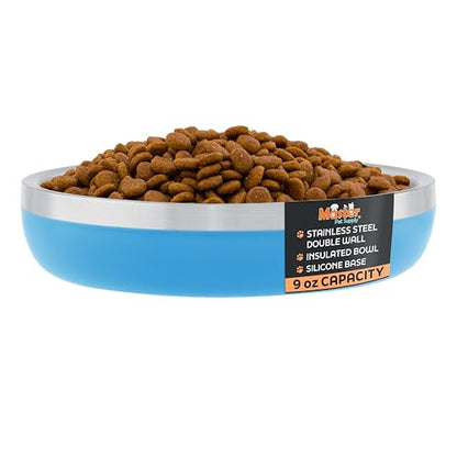 Master Pet Supply Stainless Steel Cat Bowls - 9 oz Heavy Duty - True Blue, Double Wall Extra-Thick Insulated, Non-Slip Pet Water Bowl for Cats & Pets, Anti Rust Metal, Dishwasher Safe - color: True Blue