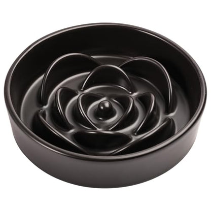 8.26 in Black Ceramic Slow Feeder Dog Bowl for Medium and Large Breed,Pet Feeding Dog Food Water Dish Heavy Weighted,Puppy Bowl for Fast Eaters,Puzzle Slow Eating Dish Modern Maze - color: Upgraded Black Elevated Slow Feeder