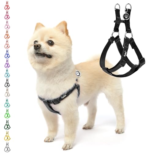 PUPTECK No Pull Dog Harness Soft Adjustable Basic Step in Puppy Vest Outdoor Walking with ID Tag X-Small - color: Black, size: X-Small