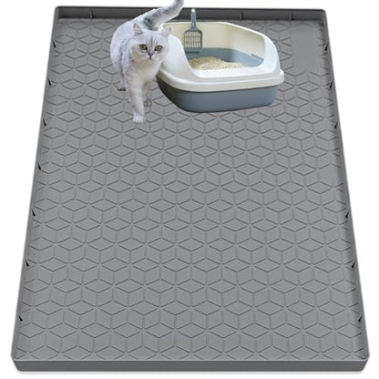 Cat Litter Mat for Litter Box, Silicone Large Cat Litter Trapping Mat - 40x28 in, Waterproof & Non-Slip, Durable & Easy Clean, Gray - color: Grey, size: 40"L x 28"W