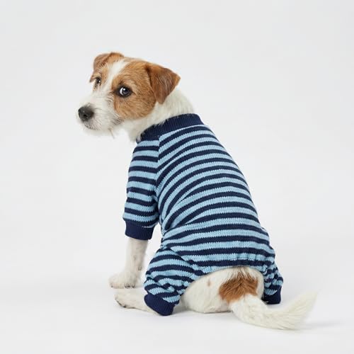 Fitwarm Blue and White Striped Dog Pajamas, Waffle Dog Clothes for Small Dogs Girl Boy, Puppy Onesie with Feet, Pet Cat Outfit, XL - color: Blue, size: X-Large
