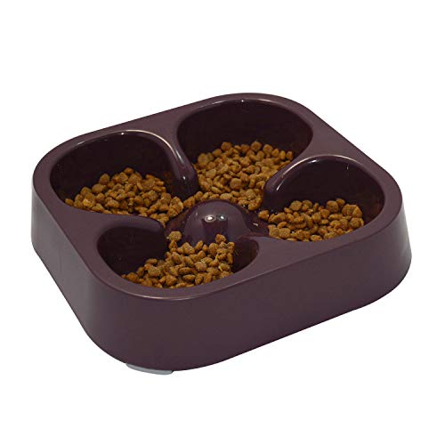 Healthy Slow Feeding Dog Bowl for French Bulldog -Slow Feeder Dog Bowl No Chocking Dog Cat Food Water Bowl with Four-Leaf Clover Pattern (Coffee) - color: Coffee