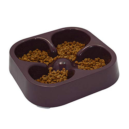 Healthy Slow Feeding Dog Bowl for French Bulldog -Slow Feeder Dog Bowl No Chocking Dog Cat Food Water Bowl with Four-Leaf Clover Pattern (Coffee) - color: Coffee