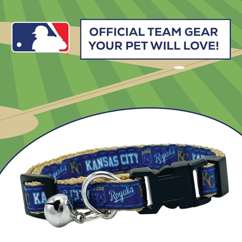 MLB CAT Collar Kansas City Royals Satin Baseball Team Cat Collar with Bell for Dogs & Cats - color: Kansas City Royals