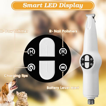 Palksky Dog Clippers for Grooming - 2 in1 Upgraded Electric Dog Paw Trimmer with Nail Grinder, Rechargeable Waterproof Paw Trimmer with Led Display for Dogs Paws, Ears, Face, Rump & Eyes - size: Multi-function