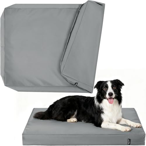 Extra Large Waterproof Dog Bed Cover Replacement Washable, XL, Easy to Clean, Pet Hair Resistant, Heavy Duty Oxford, Zipper Closure, Indoor/Outdoor, Fits 42 Inch Dog Crate - 40x27x4, Grey - color: Grey, size: 40"L x 27"W x 4"Th