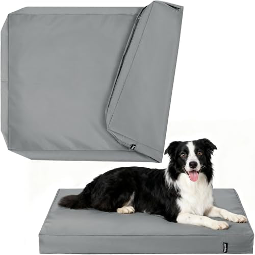 Extra Large Waterproof Dog Bed Cover Replacement Washable, XL, Easy to Clean, Pet Hair Resistant, Heavy Duty Oxford, Zipper Closure, Indoor/Outdoor, Fits 42 Inch Dog Crate - 40x27x4, Grey - color: Grey, size: 40"L x 27"W x 4"Th