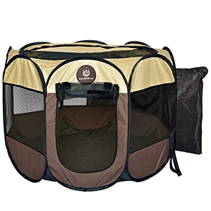 Puppy Playpen – Medium Sized Pet Playpen for Indoor & Outdoor use, Playpen for Dogs, Cats, Pets – Portable Collapsible Small Dog Playpen Crate with Mesh Side Panels - Carry Bag Included