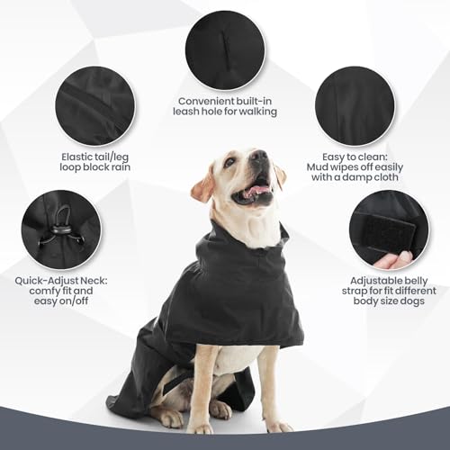 Nanaki Rain Coats for Medium Dogs with Leash Hole, Reflective Adjustable Pet Raincoat for Rainny Snow Foggy Days,Windproof Waterproof Dog Coat Jacket Vest for Outdoor Hiking Walking Hunting Black XL - size: XL(Back Length: 20")