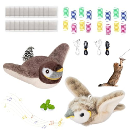 Cat Toys, Flapping Bird Cat Toy(No Flying), Interactive Catnip Toy with Catnip Bags, Chirping Noise Enrichment Moving Wings Dog Cat Kitten Toys, Flappy Flying Pets Toy for Indoor(Oriole) (B2-2Pack) - color: B2-2Pack