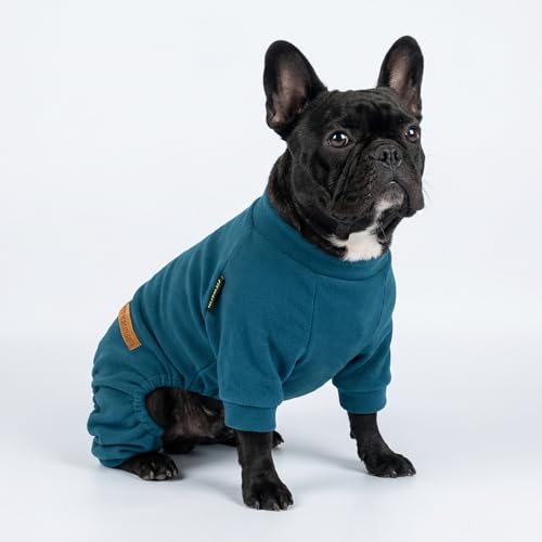 Fitwarm 2 Pack Lightweight Fleece Dog Pajamas, Warm Winter Dog Clothes for Small Dogs Boy Girl, Fuzzy Pet Onesie with Feet, Light Sky Blue, Turquoise, Large - color: LightSkyBlue, size: Large