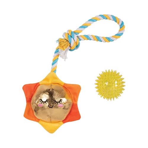 Fringe Studio Plush Dog Toy with Rope, Sun-Day I'm in Love, Pet Shop Collection (314526) - color: Sun-Day I'M In Love