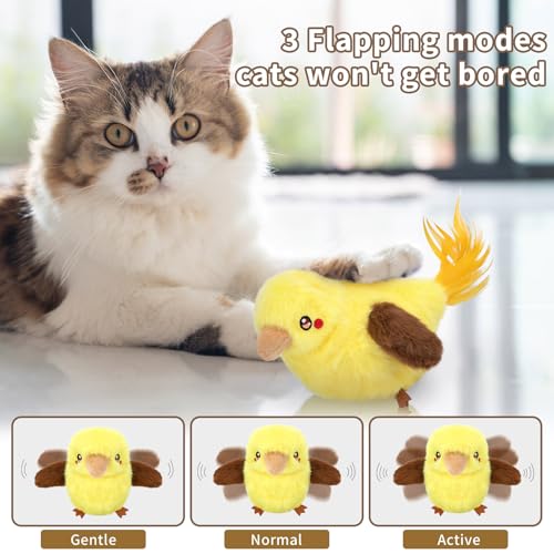 Cat Toys, Flapping Bird Cat Toy(No Flying), Interactive Catnip Toy with Catnip Bags, Chirping Noise Enrichment Moving Wings Dog Cat Kitten Toys, Flappy Flying Pets Toy for Indoor(Oriole) (A9) - color: A9
