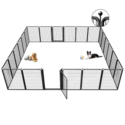 Dog Playpens with Low Threshold Gate, 40 Inch 24 Panels Heavy Duty Outdoor Dog Play Pen, RV Camping Yard Indoor Puppy Playpen Portable Pet Pen Fence for Large/Medium/Small Dogs - color: 22 Panels+2 Large Gate