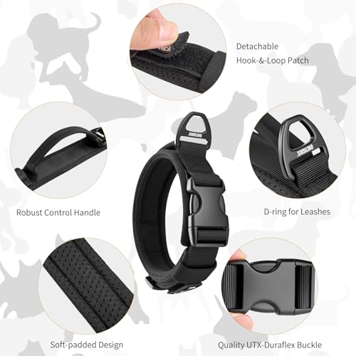 OneTigris Small Dog Collar with Handle, Soft and Adjustable Nylon Collar with Quick-Release Buckle, Lightweight No-Choke Design for Small Dogs(Black, XS) - color: Black, size: XS(10"-13")