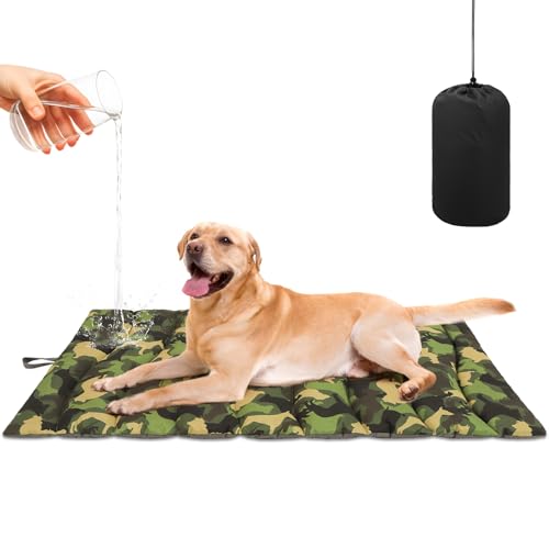 BINGPET Outdoor Travel Dog Bed for Large/Medium Dogs,Portable Waterproof Camping Mat with Carry Bag,Foldable Outside Bed,Machine Washable Indoor Pet Mat for Small,Medium and Large Dogs 26"x43" - color: CamoL, size: L: 26*43in